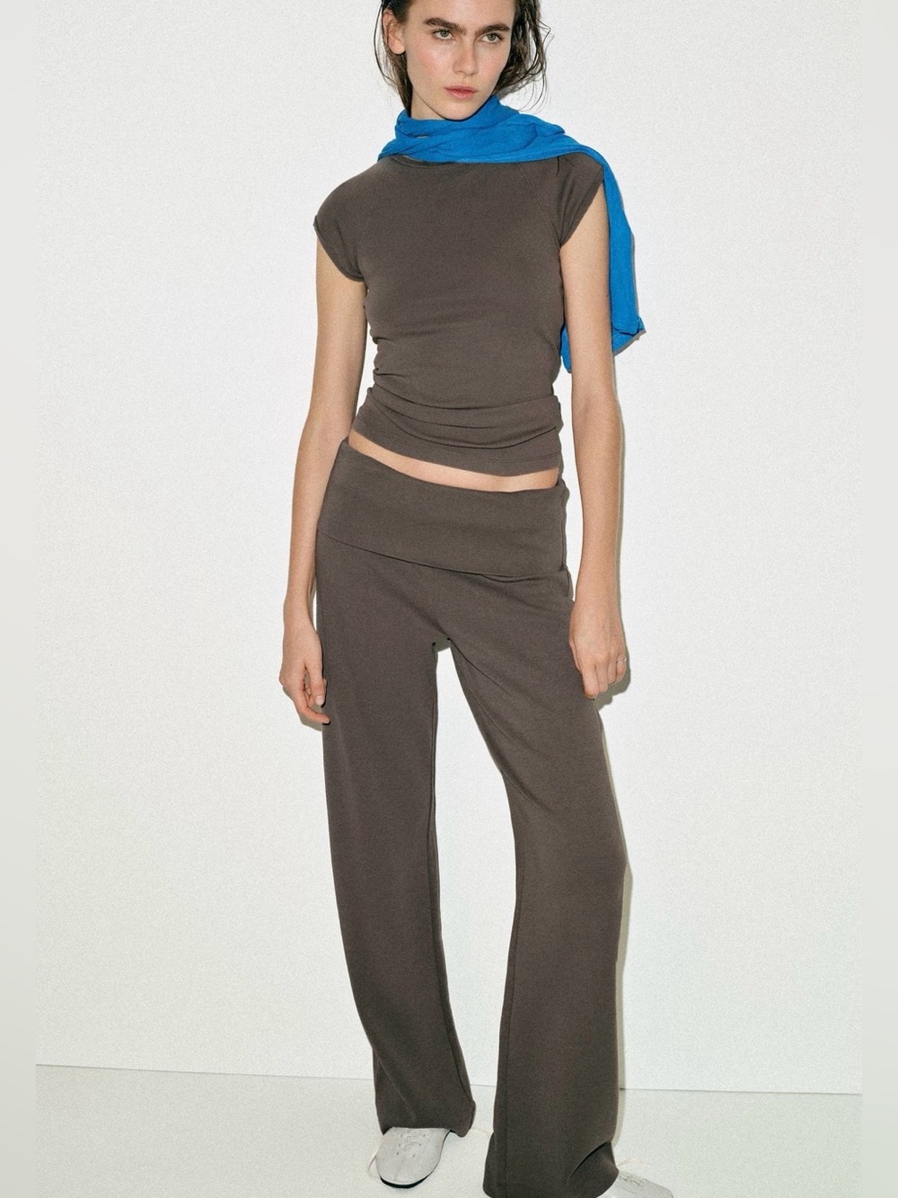 ZARA washed effect interlock pants & reglan sleeve t shirt